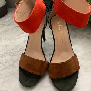 Olive Orange Taupe Ankle Cuff High Heels